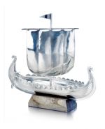 Vikingskip med seil, lengde 18 cm